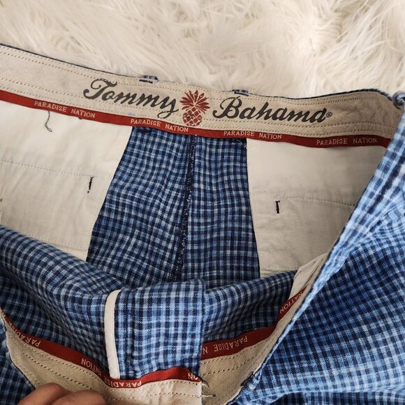 Tommy Bahama Linen Silk Shorts Mens 38 Checkered Chino Summer Mid‎ Rise 40x11 - Picture 5 of 15